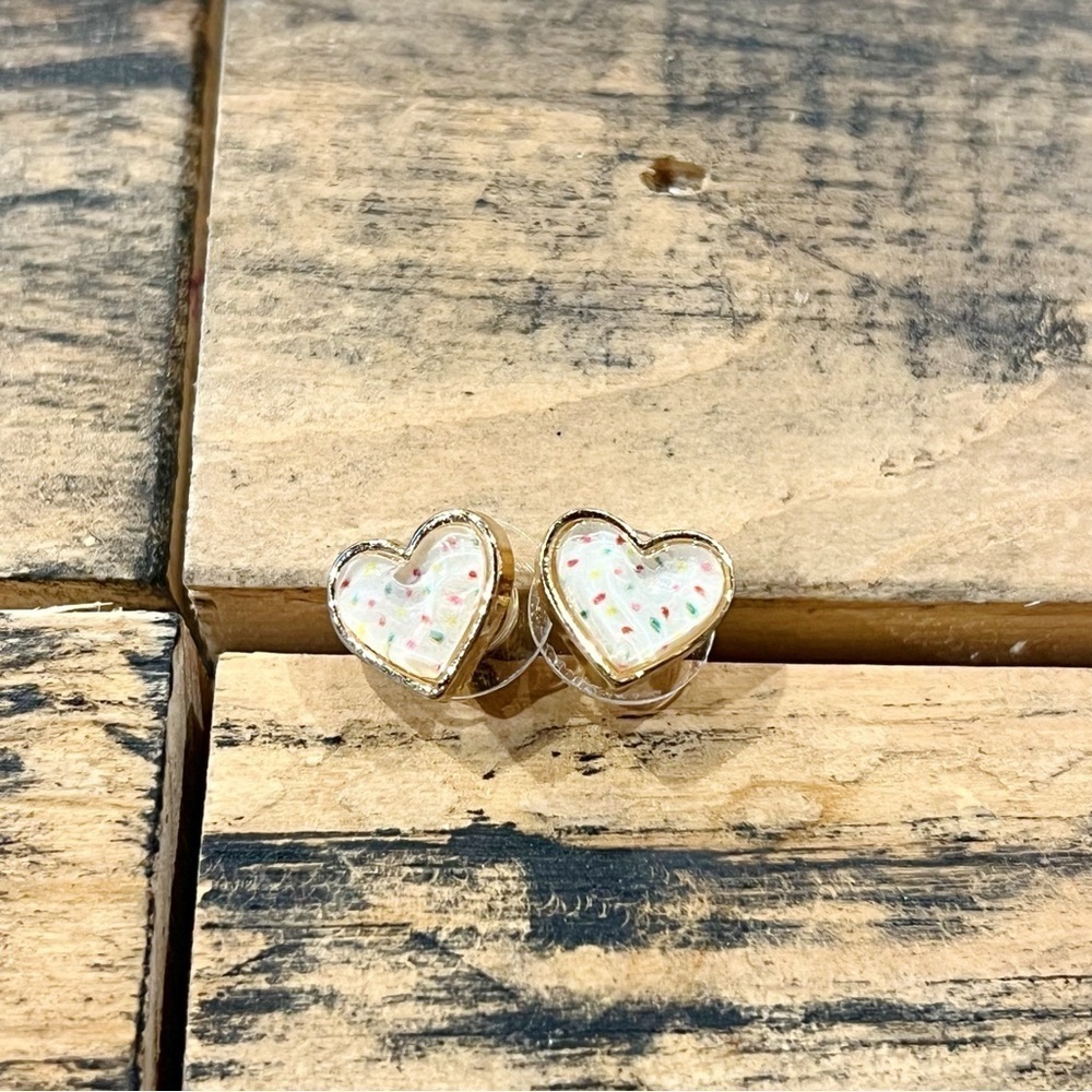 Resin Heart Cookie Stud Earrings